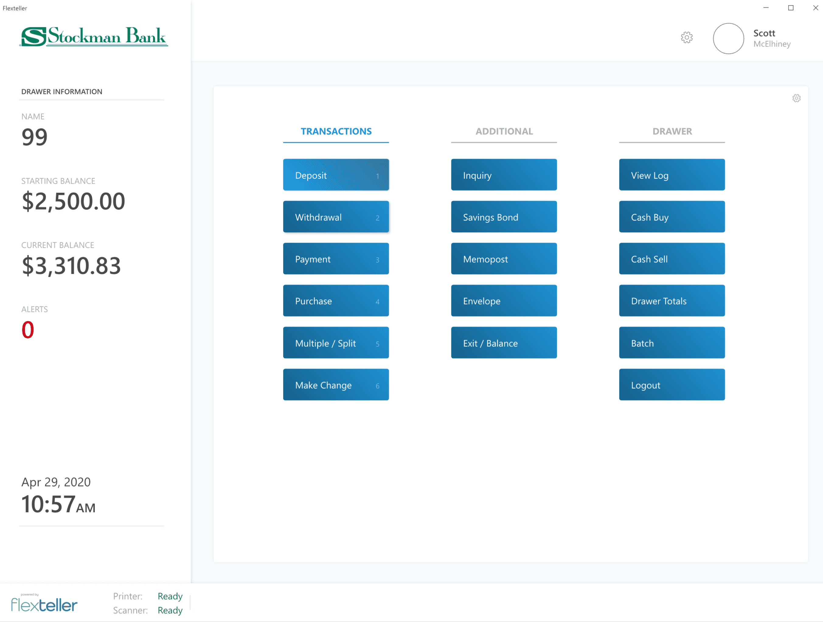 New UI design of a bank teller app's home screen.