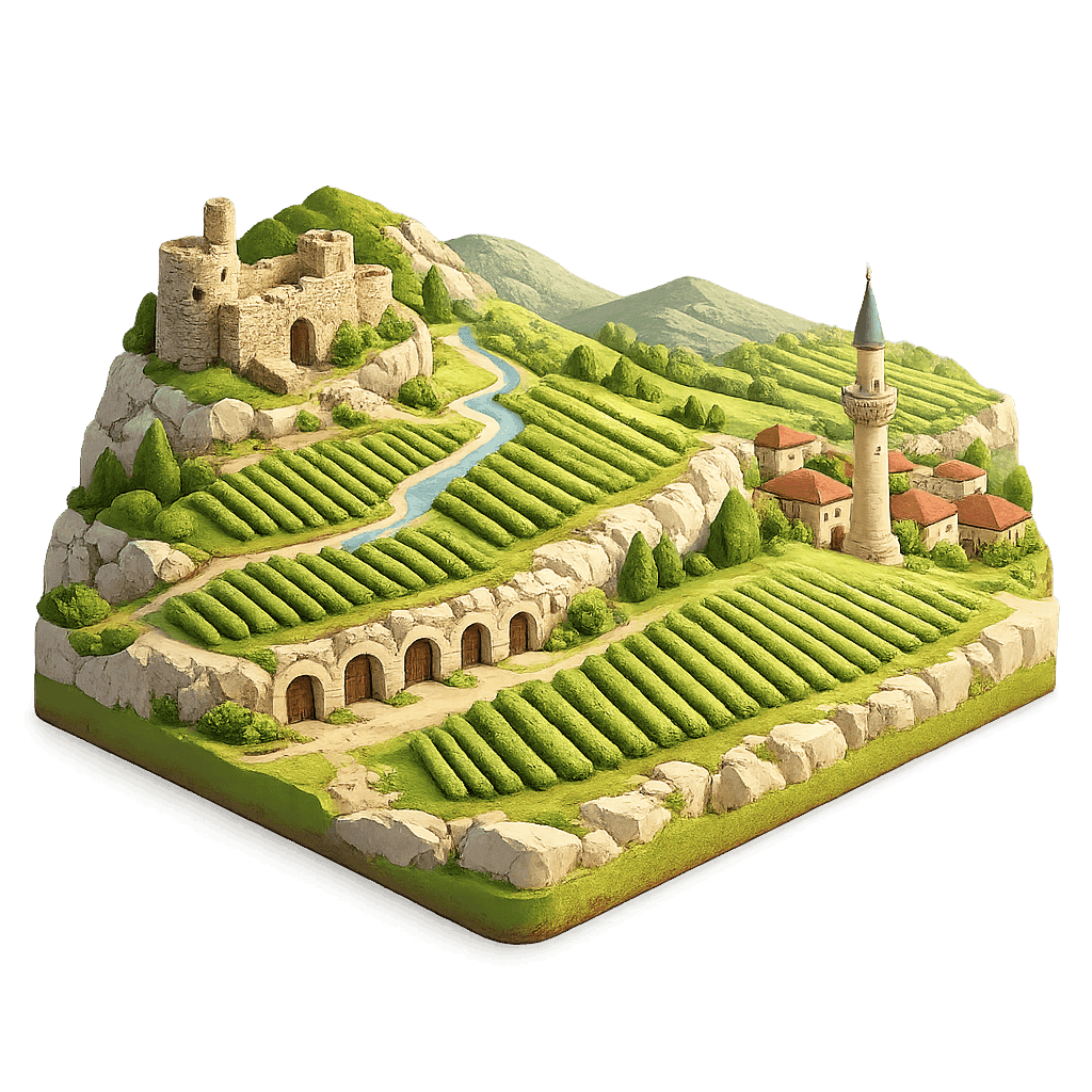 Artistic illustration of the Eger wine region.