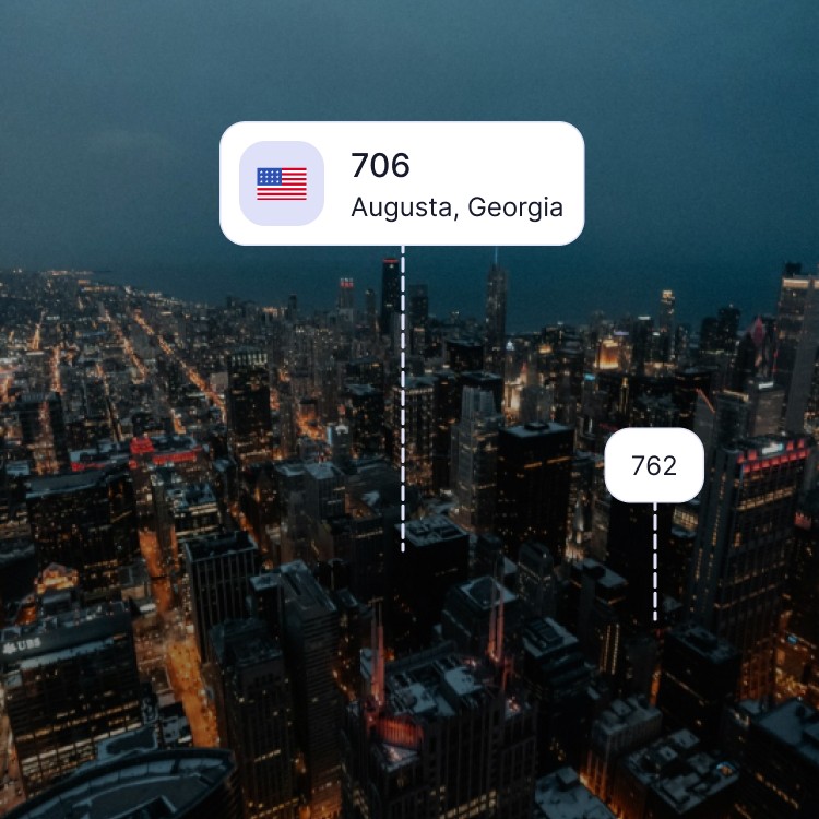 City skyline of Augusta showing the 706 area code and surrounding area codes