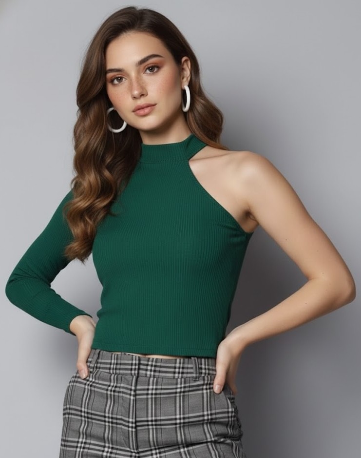 SASSAFRAS Red One Shoulder Top