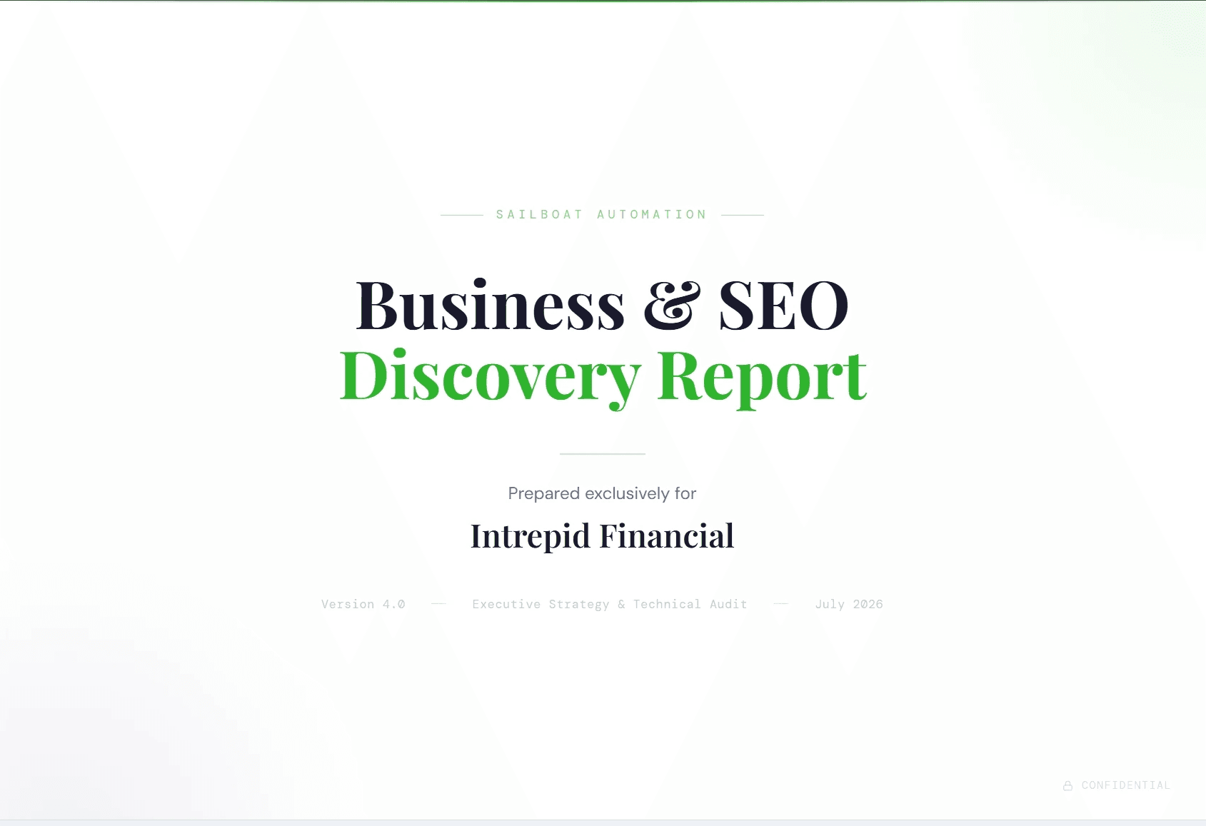 Business and SEO Discovery Report for Intrepid Financial, version 4.0, dated July 2020