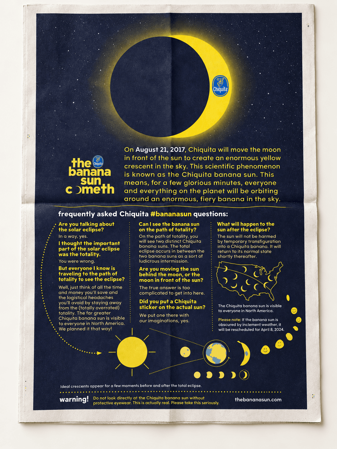 Banana Sun newspaper ad — reconstructed presentation mockup