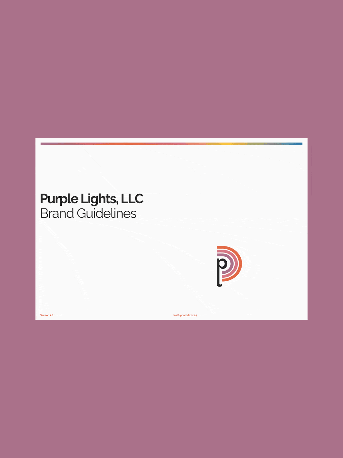 Purple Lights — Animated GIF of brand guidelines slides — Visual identity system