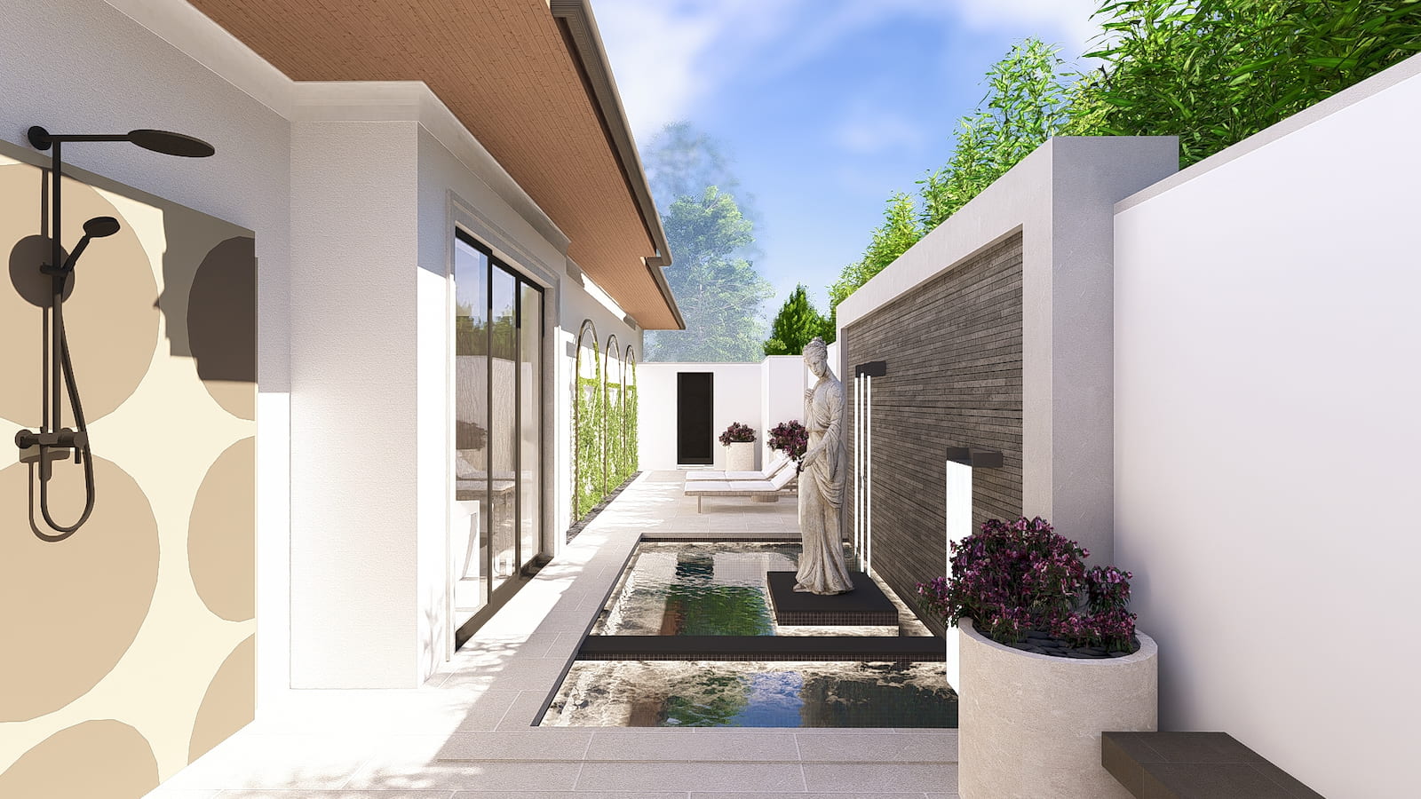 custom architectural water feature designed for luxury estate in Westlake TX