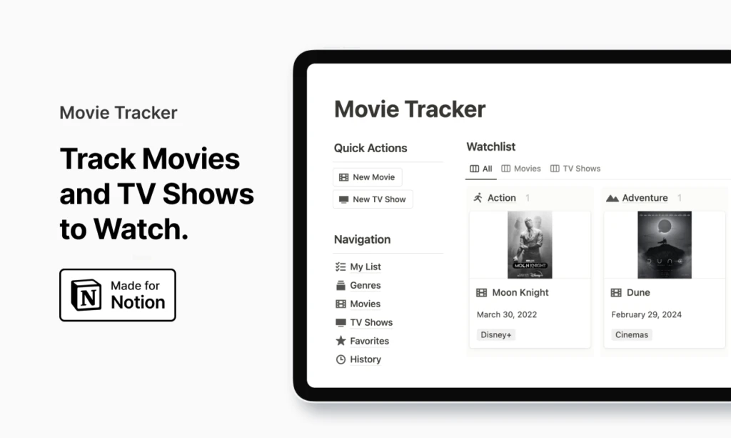 Free Notion Templates Personal Movie Tracker