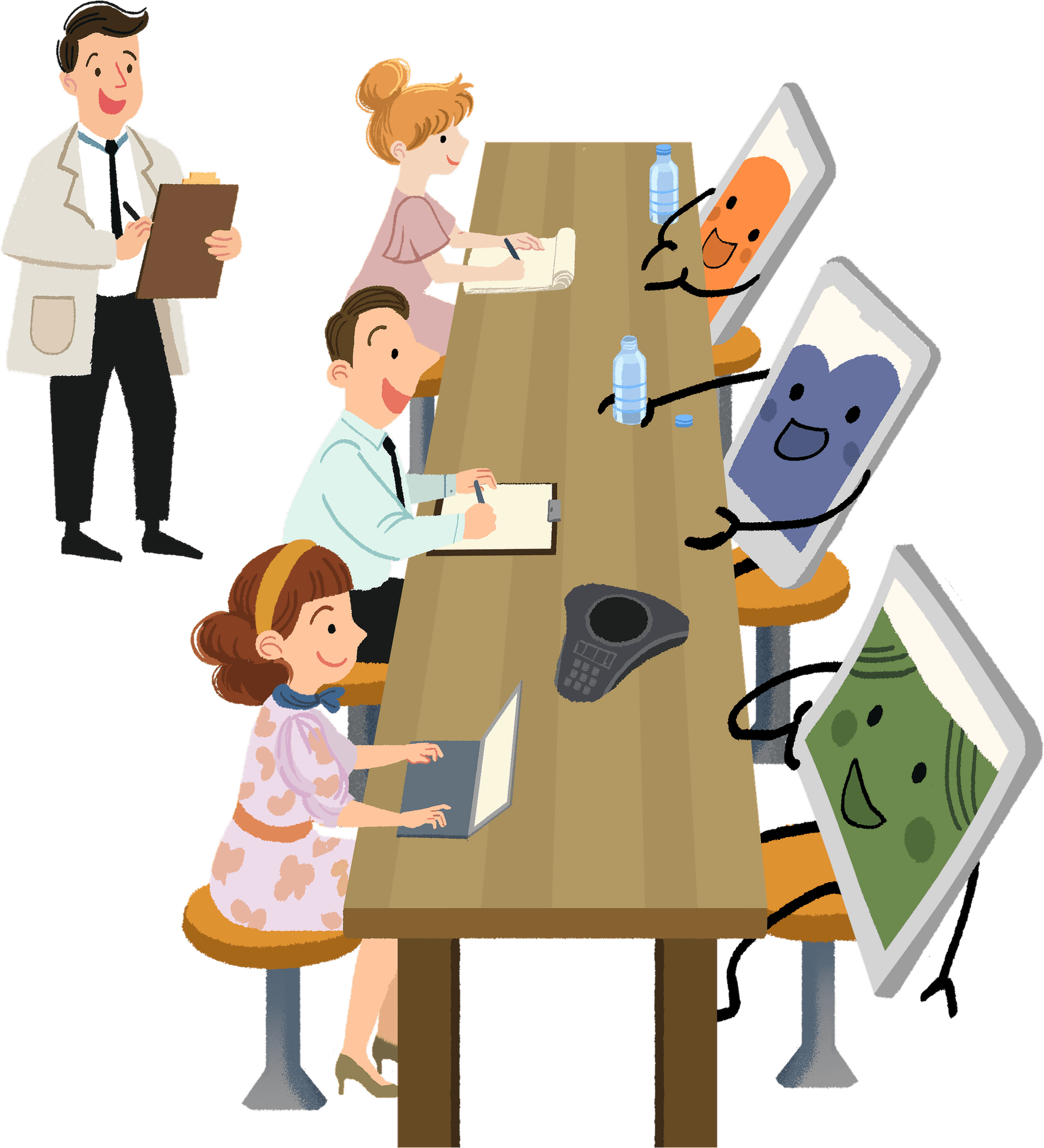 Cartoon depicting an App Doctor workshop.