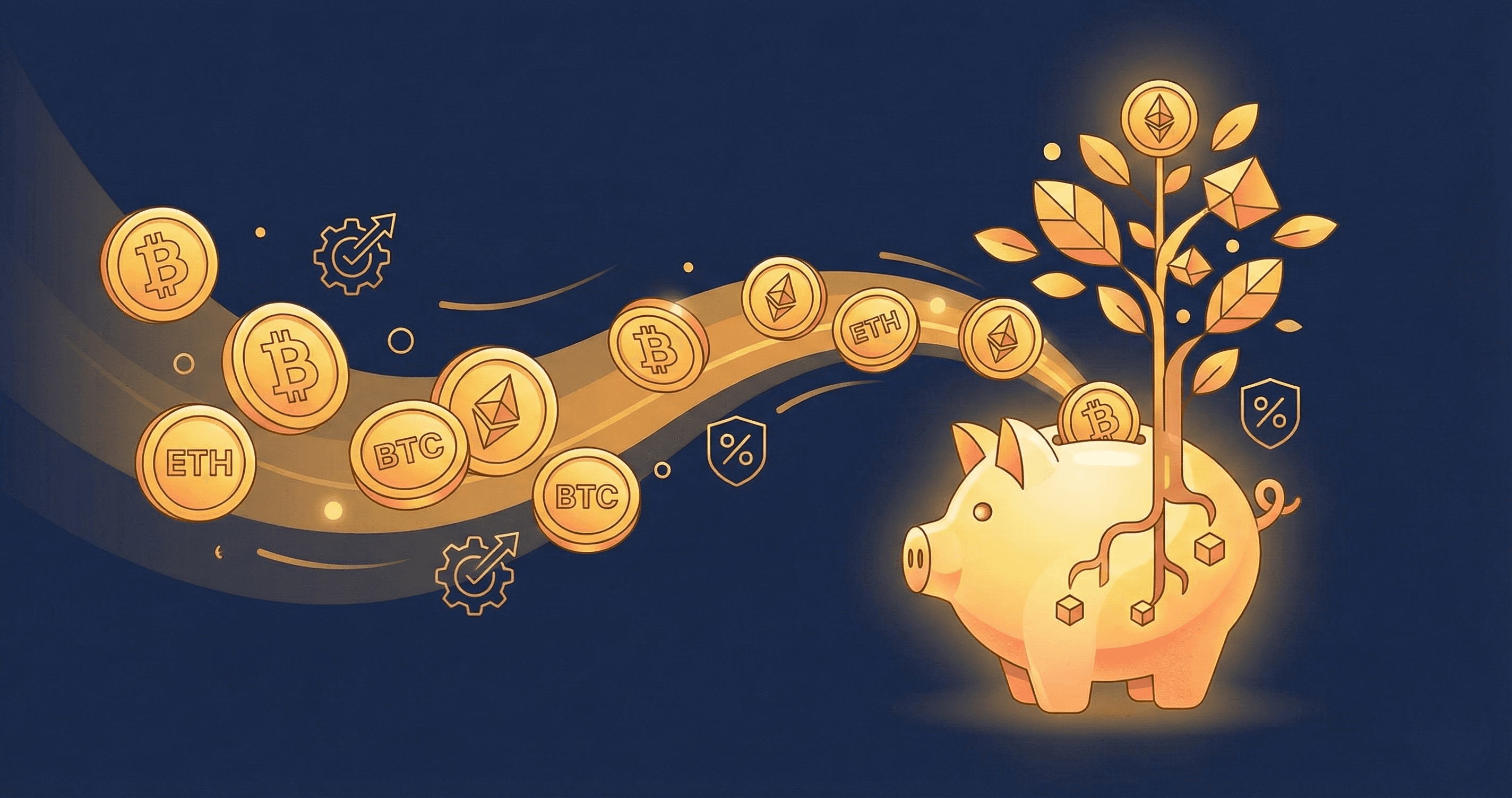 Earning passive income with cryptocurrency illustration