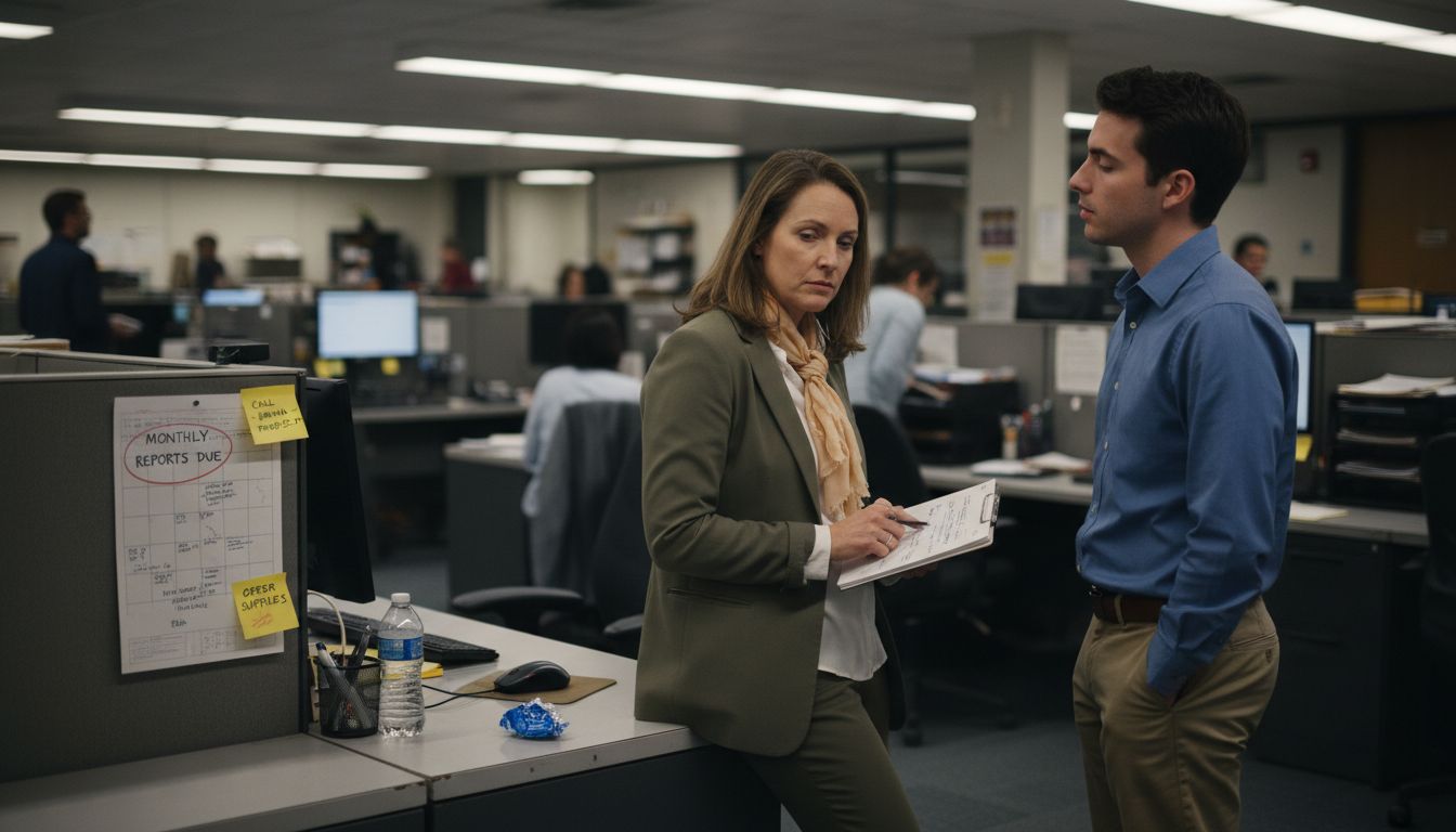 Manager and employee in candid discussion