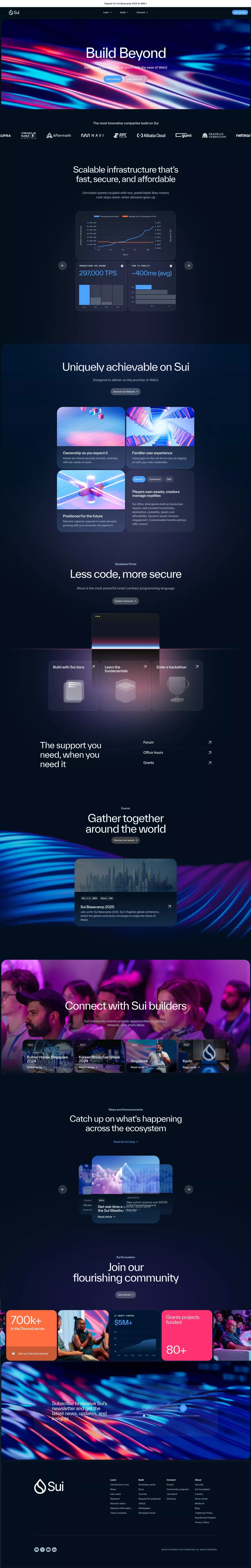 Sui other page screenshot showcasing Event and NFT / Crypto / Web3 design