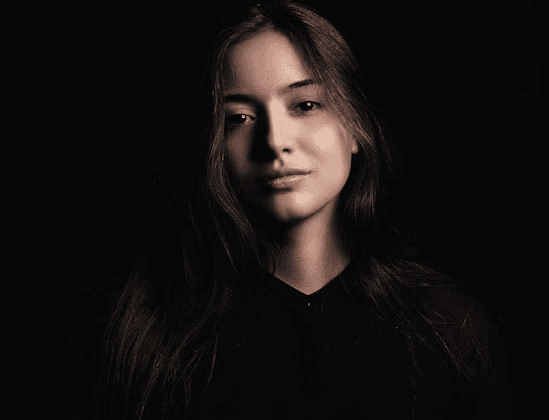 a black and white photo of a woman