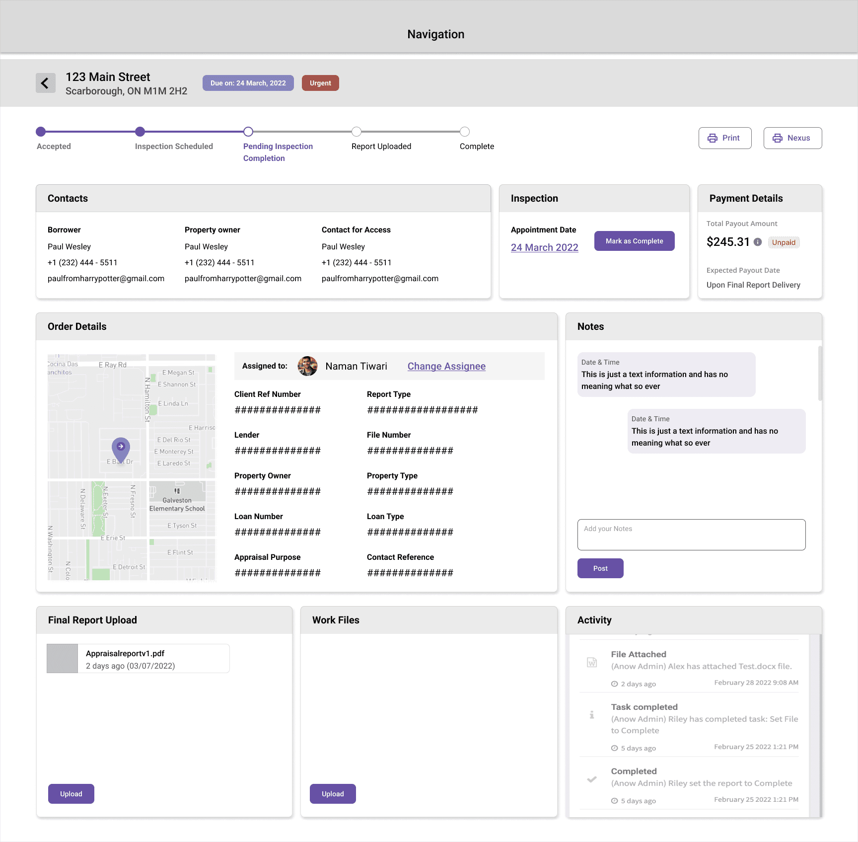 Wireframe / Order detail page - web 2