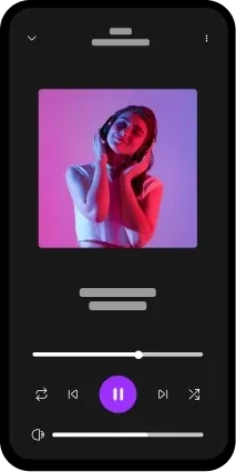 A smartphone displaying a stylized image in vibrant colors, showcasing a person with headphones on.