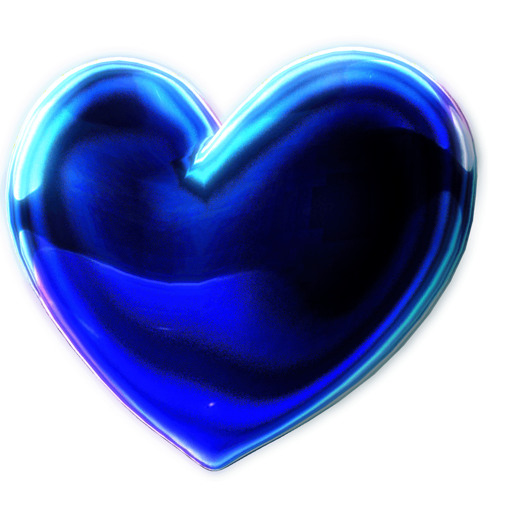 3D Heart in Glassy Blue Color
