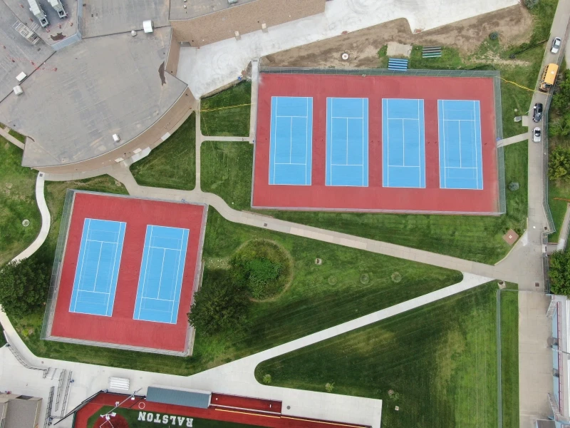 Ralston High School’s Bold Red and Blue Tennis Courts