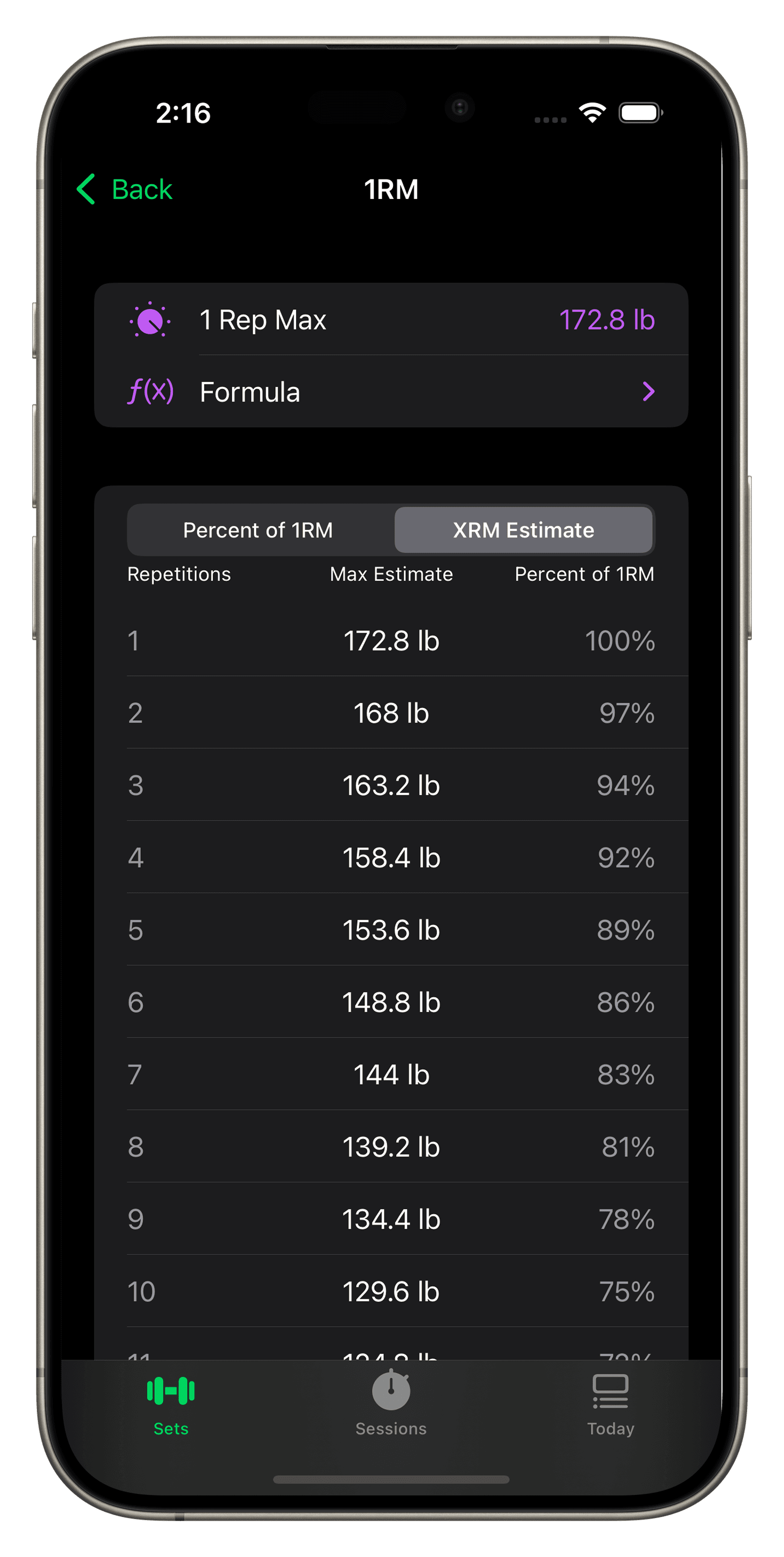 A smartphone lock screen displaying a rest timer widget from the workout tracker app called "Setgraph." The top shows the date, "Monday, January 8," and the time, "12:25." Below, the widget includes two sections: one timer labeled "Next Set" counting down from "1:45" with a green progress ring, and another labeled "Strength Training" showing an active session duration of "29:13" with options to pause or stop. 