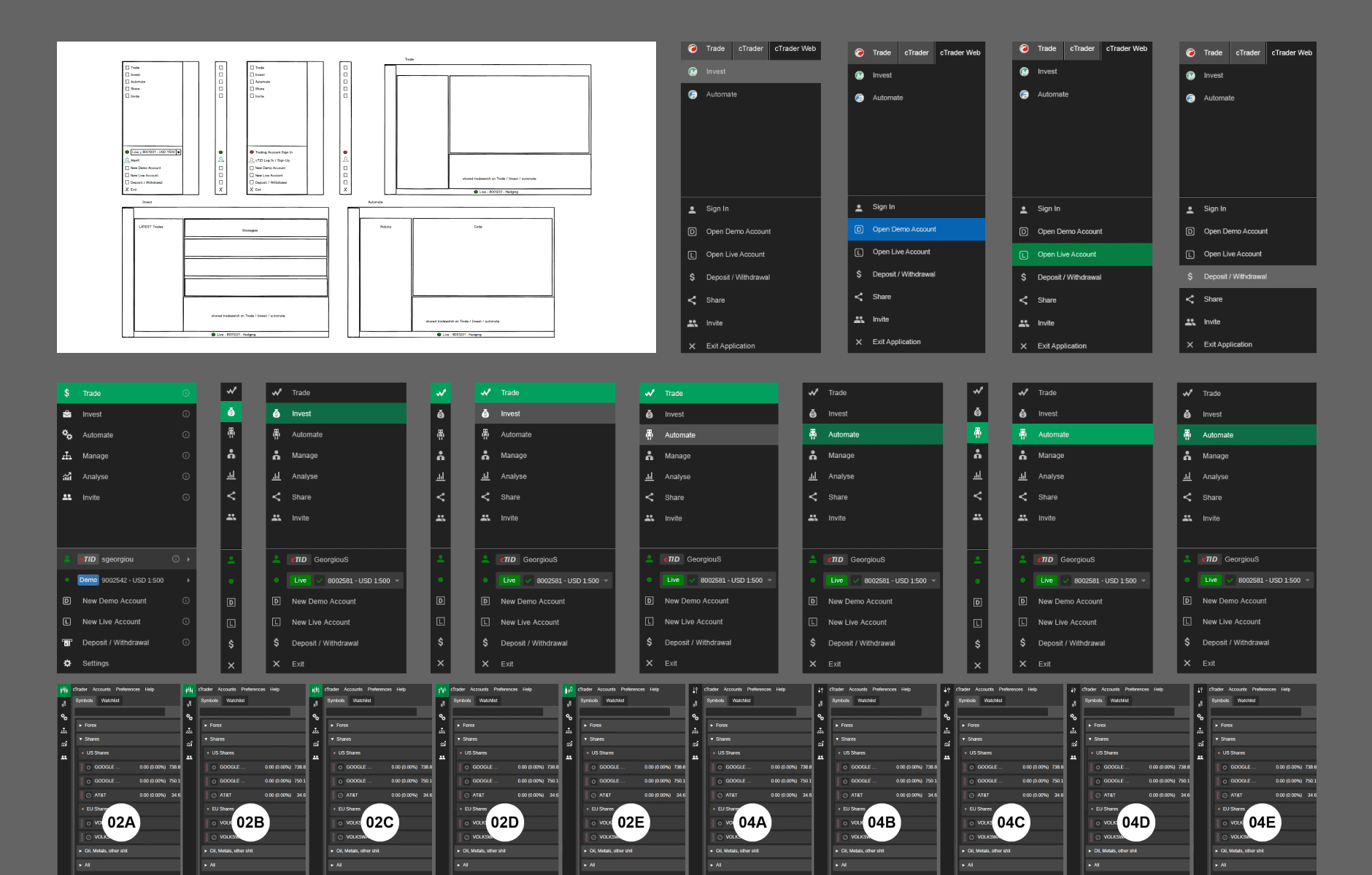 Wireframes and iterations