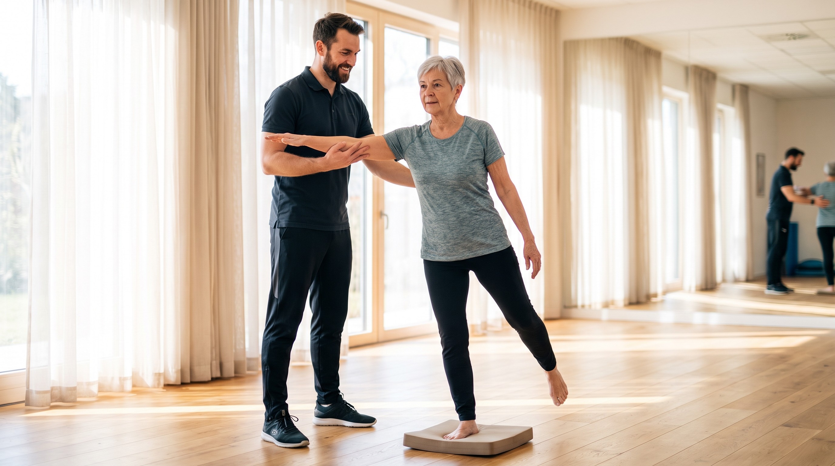 Istruttore certificato AIF guida anziano in esercizio di equilibrio e controllo motorio