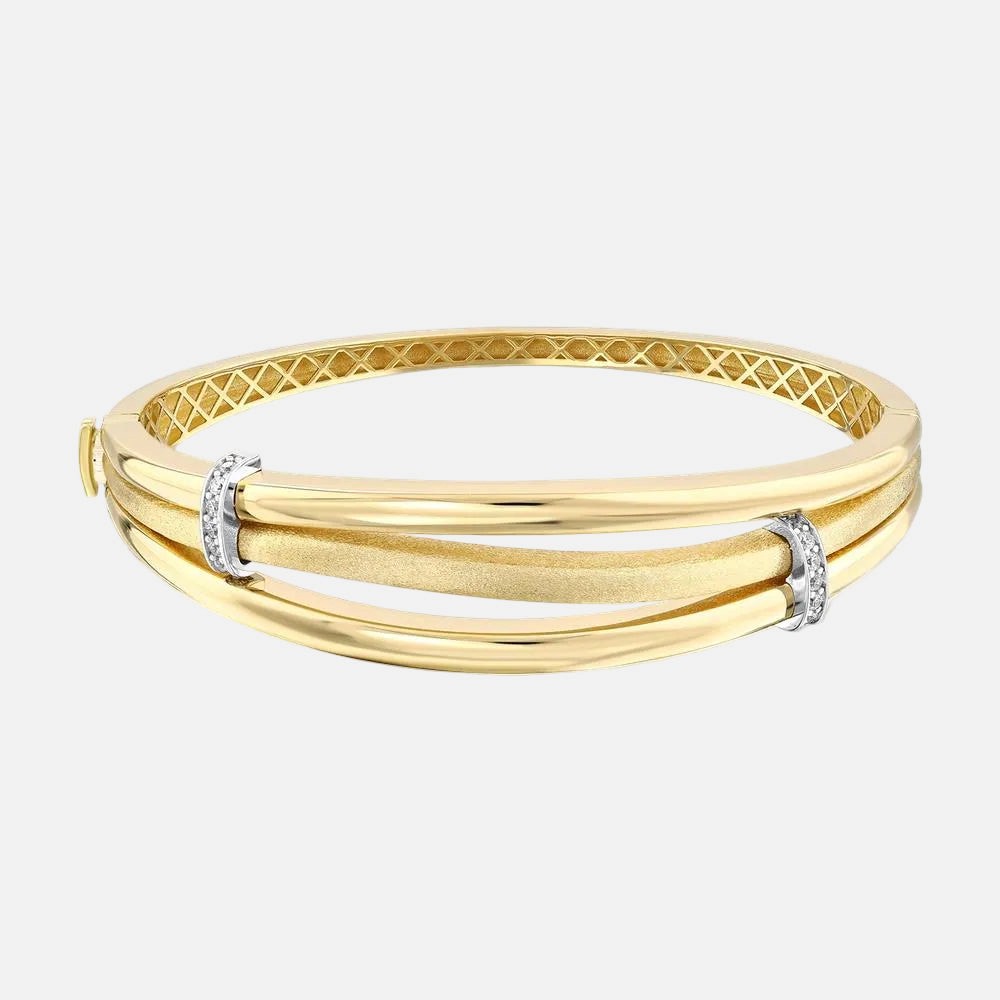 Assos Pırlanta 14 Ayar Altın Özel Tasarım Kelepçe Bilezik Modeli