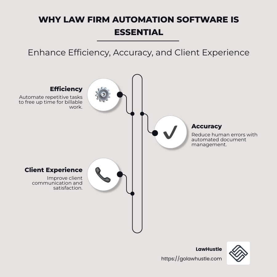 Overview of Law Firm Automation Software Benefits - law firm automation software infographic infographic-line-3-steps-neat_beige