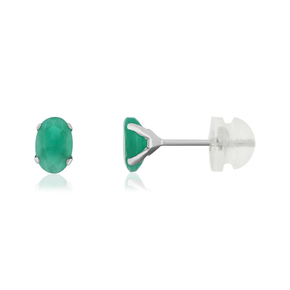 Boucles d'oreilles en or blanc 375 sertie de émeraudes
