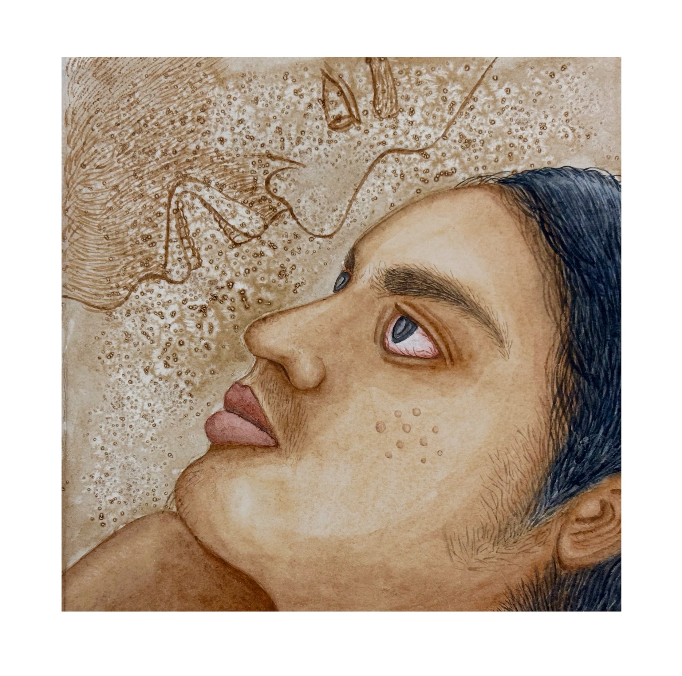 herd of sheep on road painting