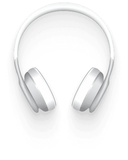 Clay style illustration of white headphones.