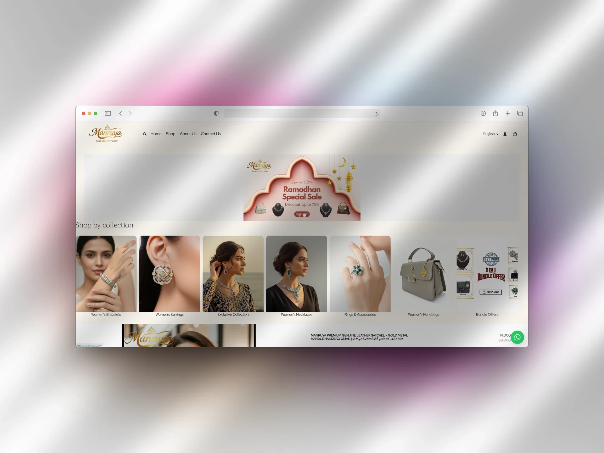 Luxury jewelry ecommerce store architected by BIGTASK for Manruya, optimized for high-end branding and mobile performance.