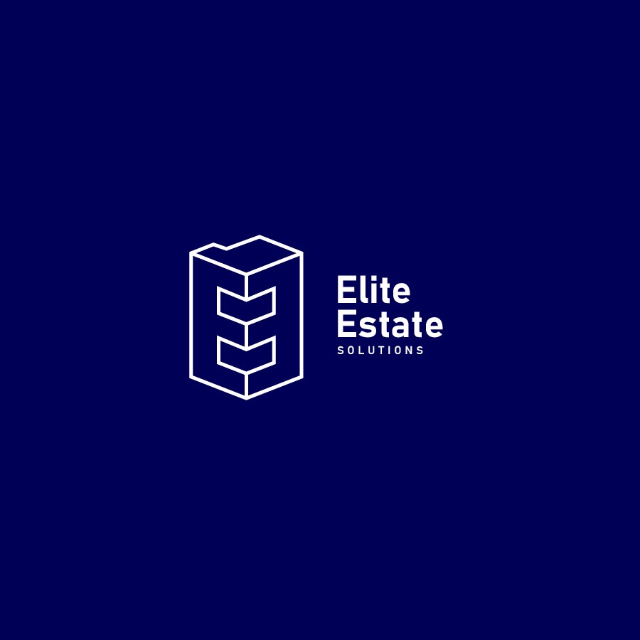 Luxury real estate logo and brand suite for Elite Estate Solutions Elegant brochure and signage mockups for premium property branding