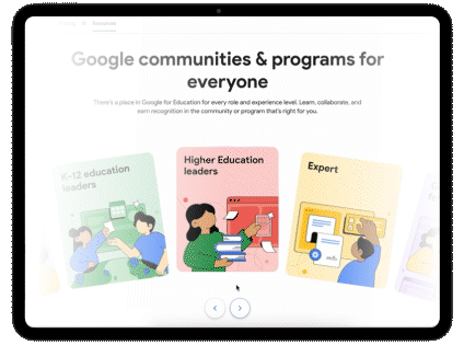 Cards motion design for Google for education home page by Seba
