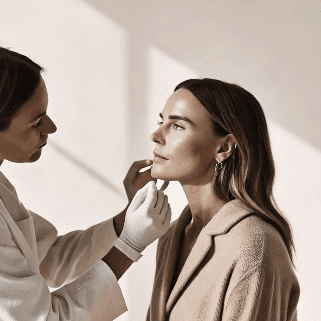 Chin Filler Treatment Being Performed