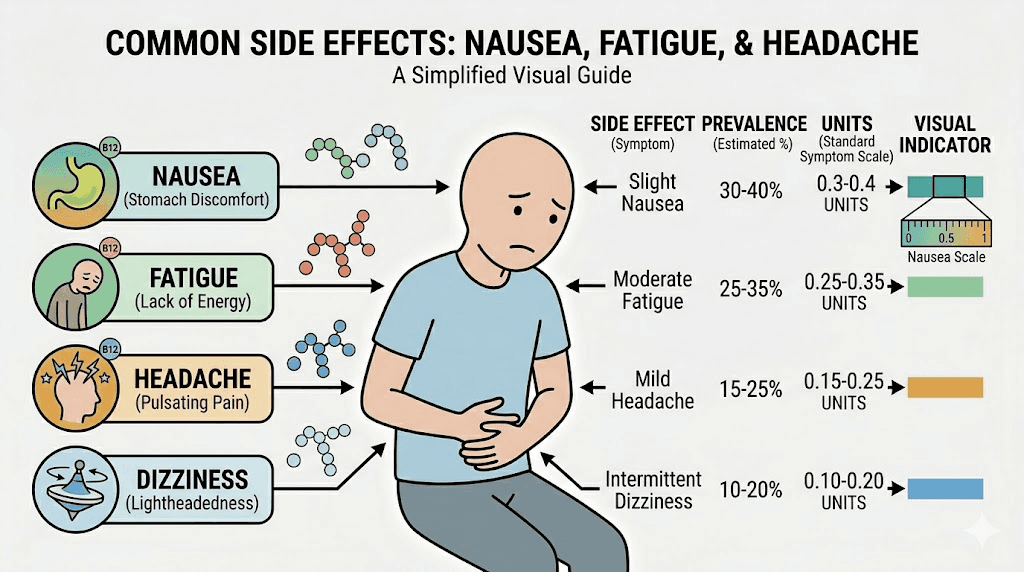 common side effects of cyanocobalamin tirzepatide compound including nausea fatigue and headaches