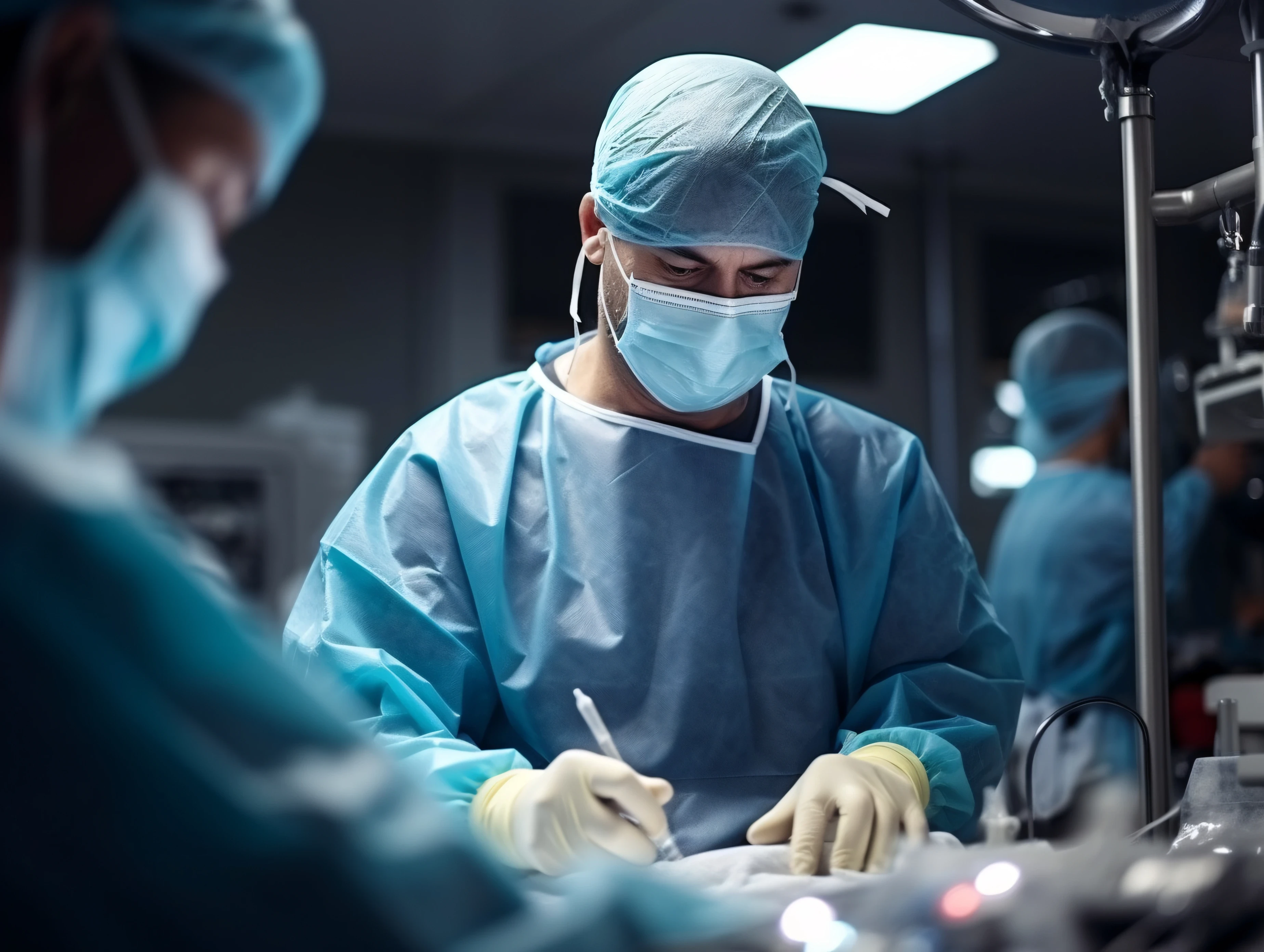  A young doctor in an operating room  in a hospital