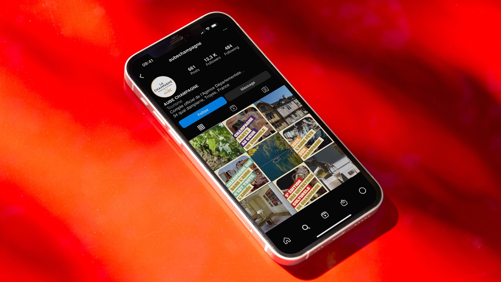 Feed Instagram d'Aube Champagne lors de la campagne.