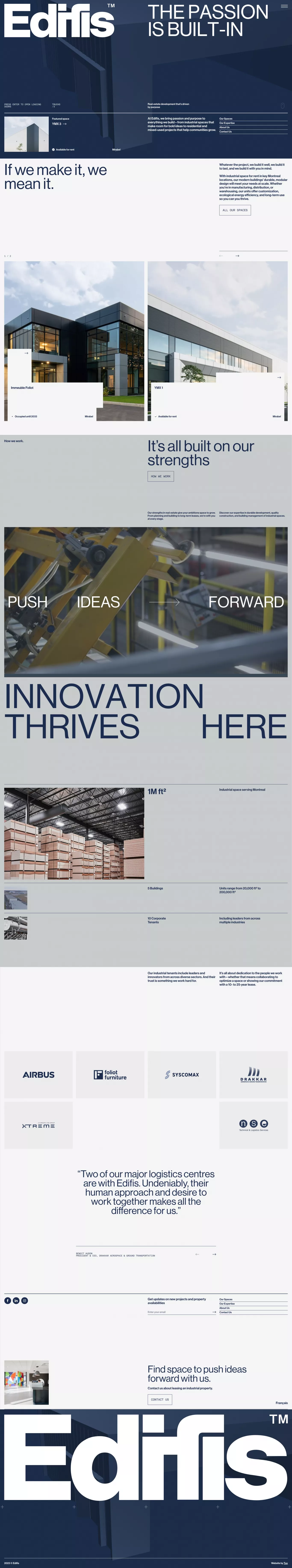 Edifis portfolio page screenshot showcasing Architecture and Real Estate design