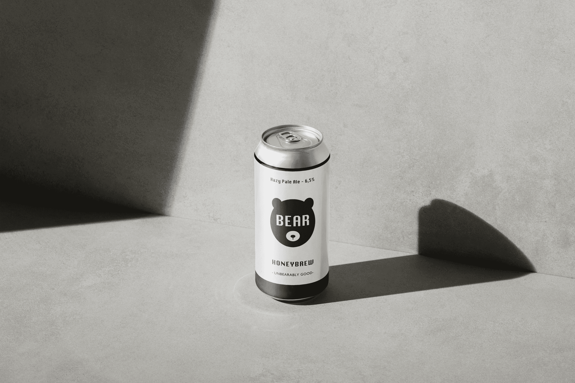 Main image of a can of Hazy Pale Ale, called BEAR Honeybrew. 