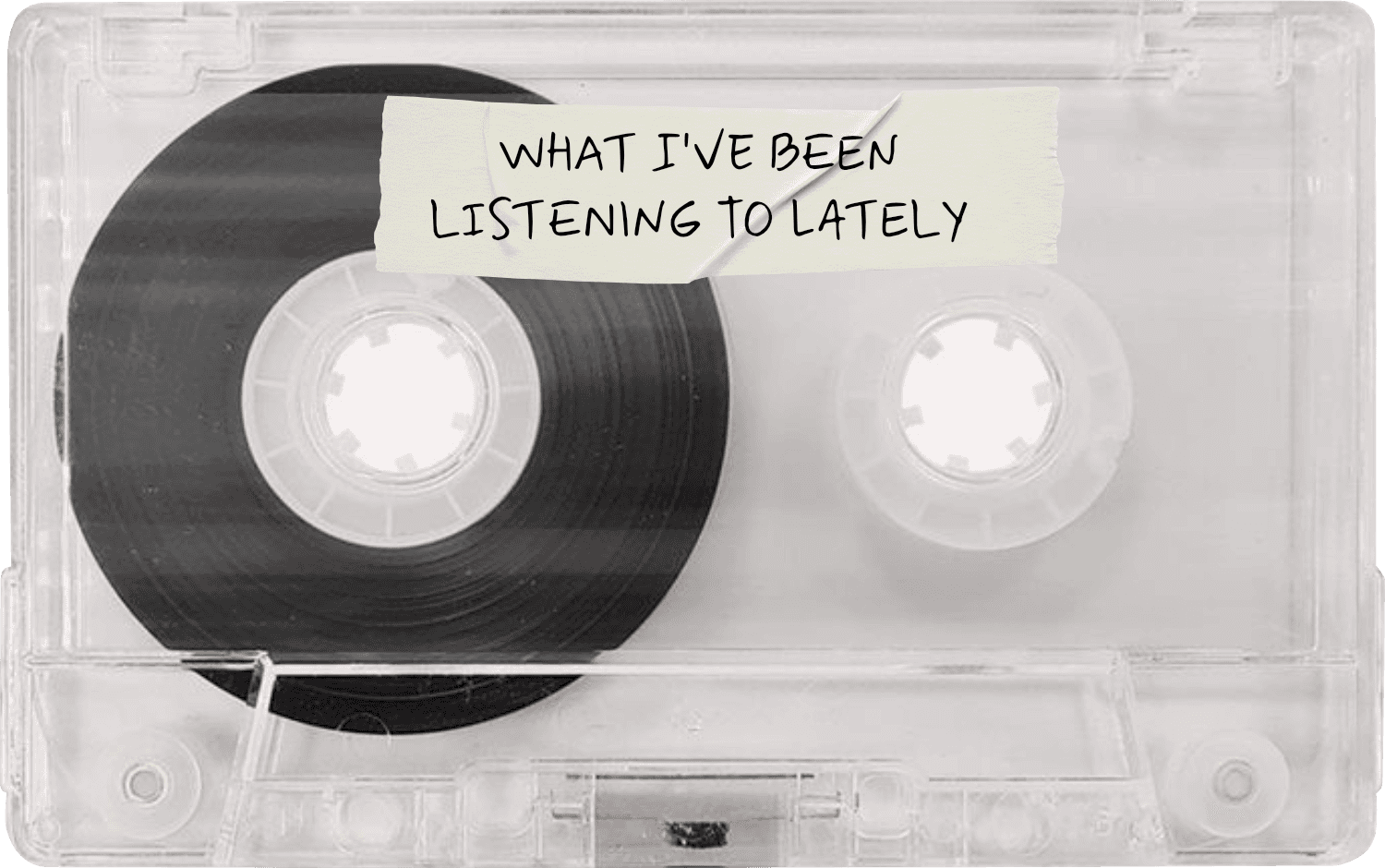 A pink casette tape with the words "CURRENT FAVORITES" written on it in marker.