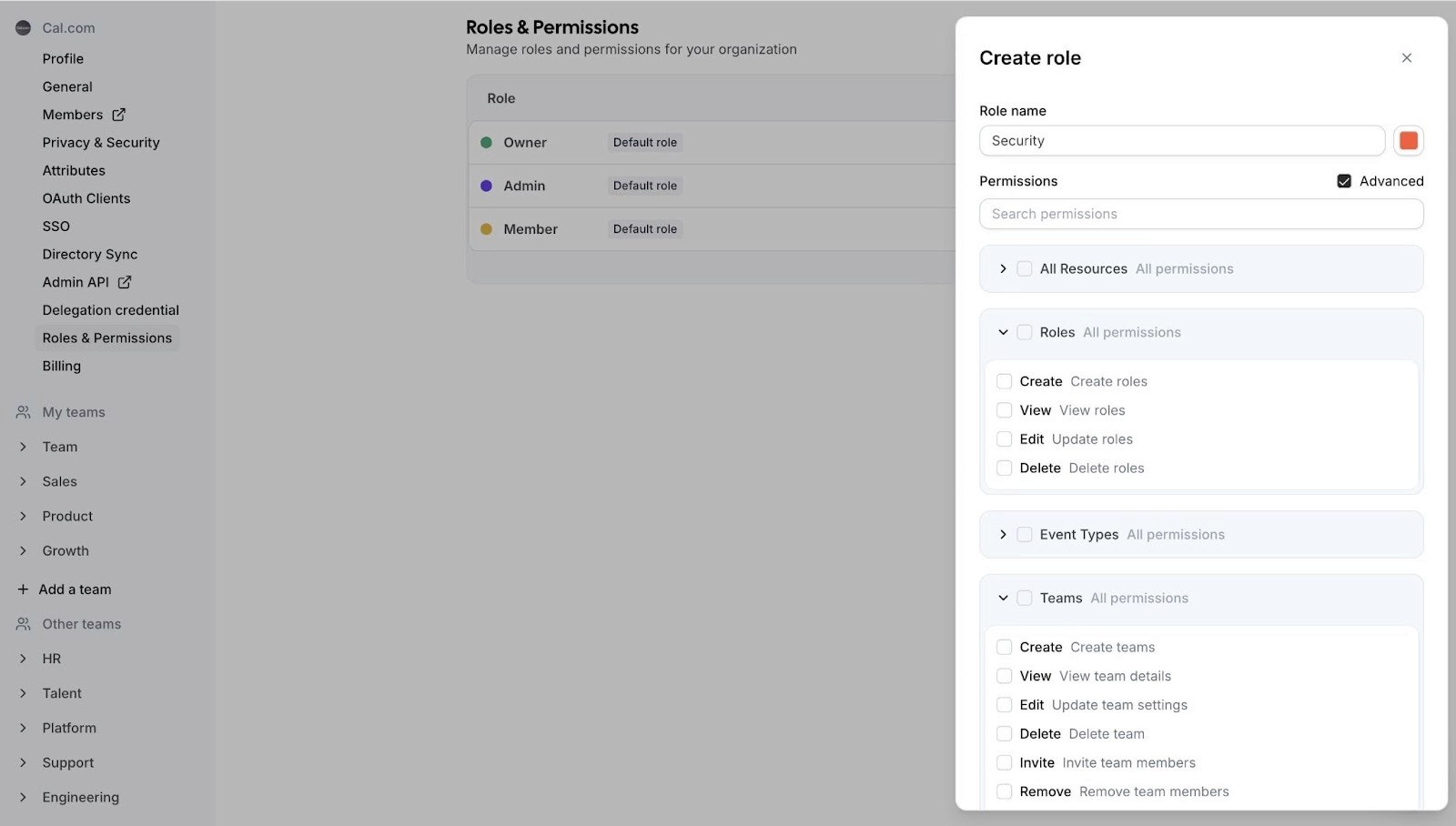 Cal.com makes it easy to set role-based access to your schedules.