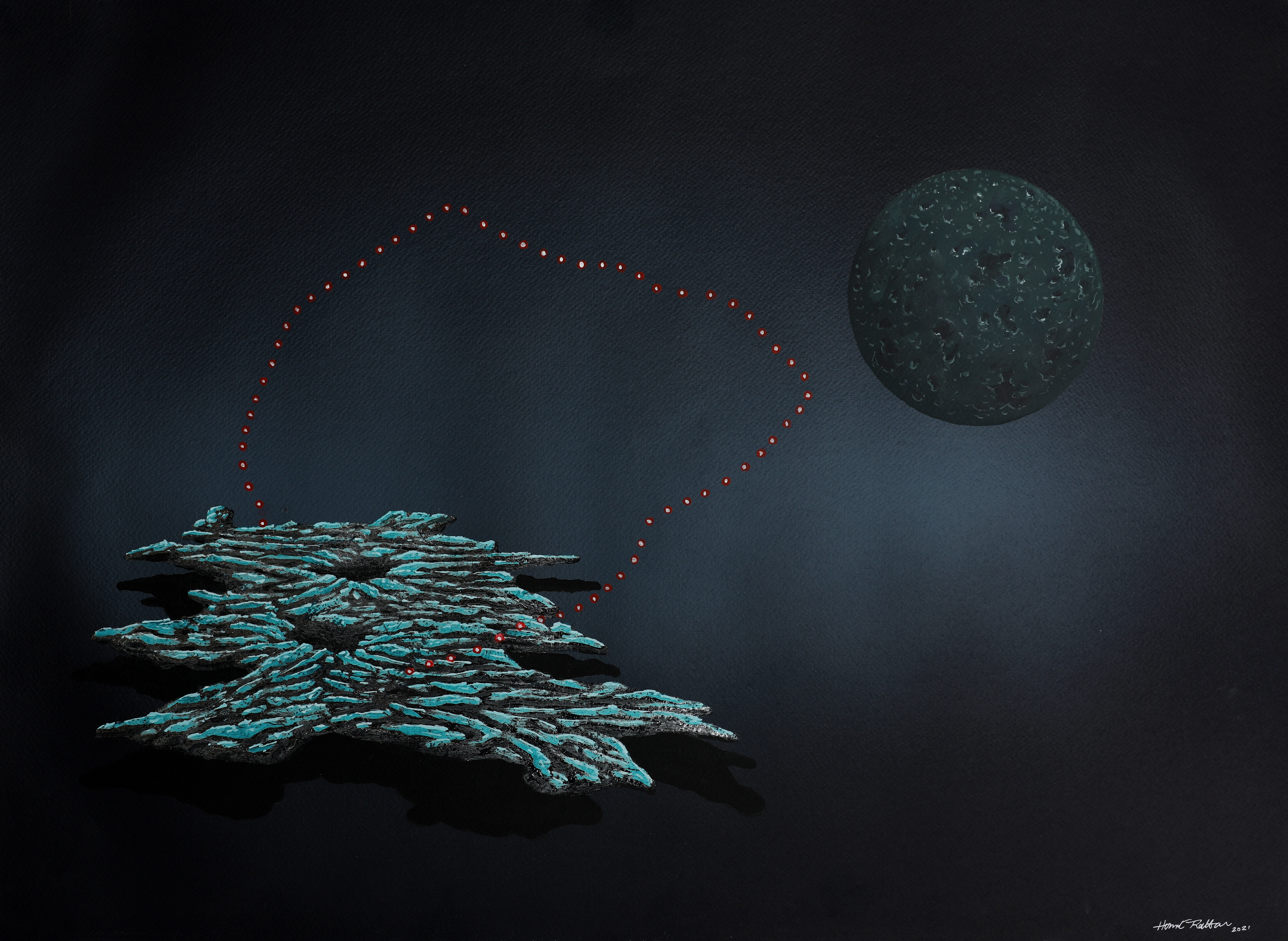 herd of sheep on road painting