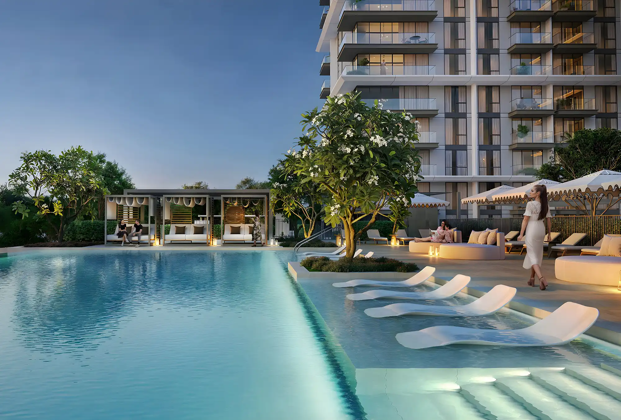 Modern apartment complex, Palace Residences Hillside, located in Istanbul, featuring contemporary design and city views.