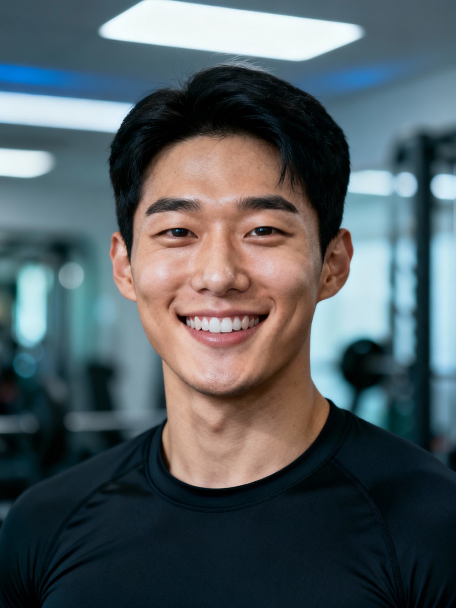 a man sitting on a bench in a gym