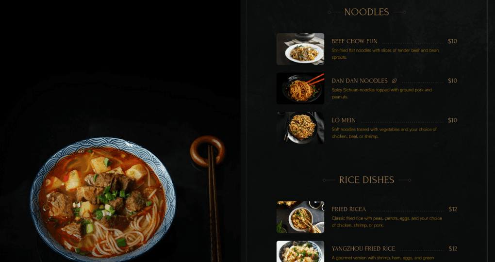 Created a layout for a future menu, that is easy to read and follow