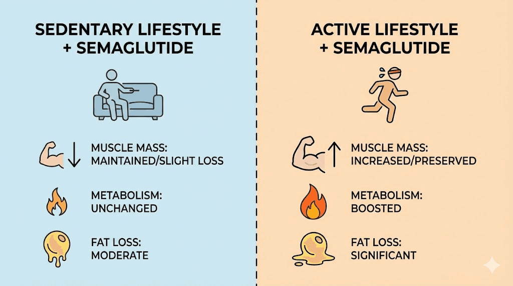 Exercise impact on semaglutide weight loss results comparison