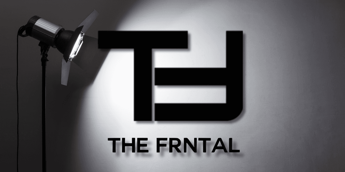 THE FRNTAL logo with spotlight, symbolizing talent management and global expansion in music and sports industries.