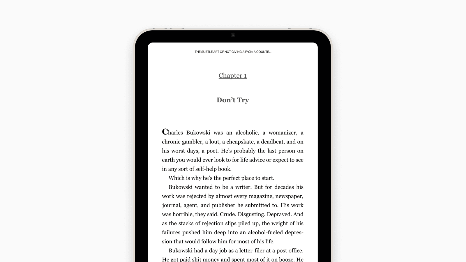 Kindle app on an iPad Mini