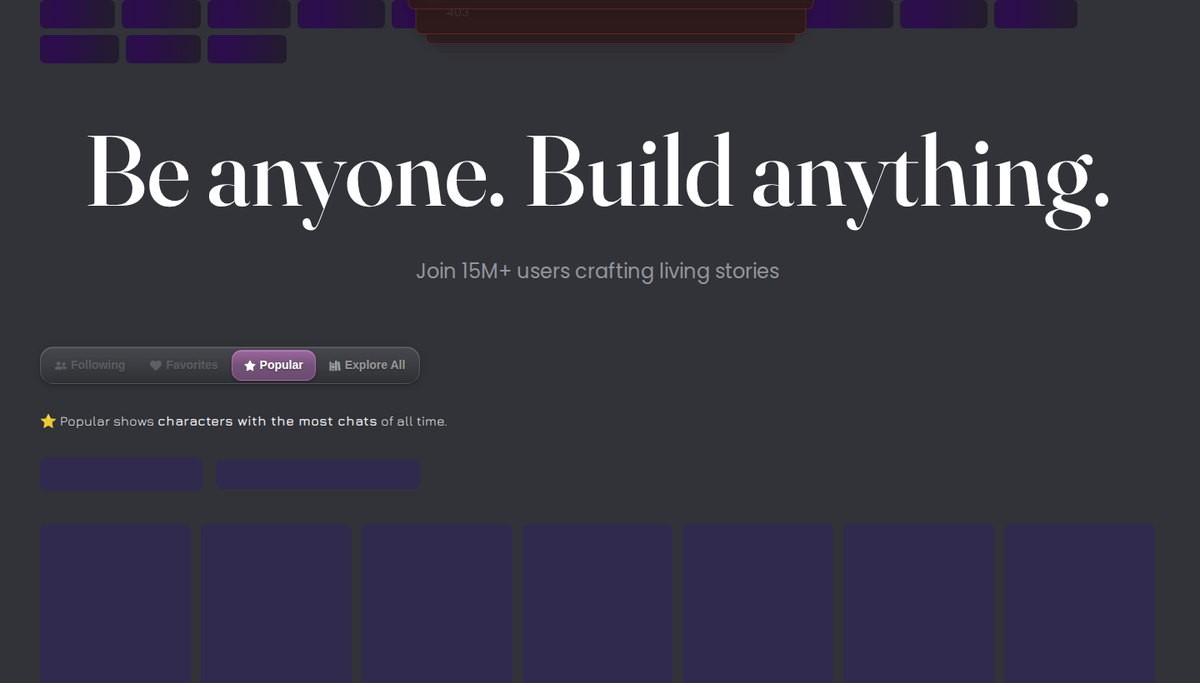 Janitor AI’s public homepage, captured September 2026.