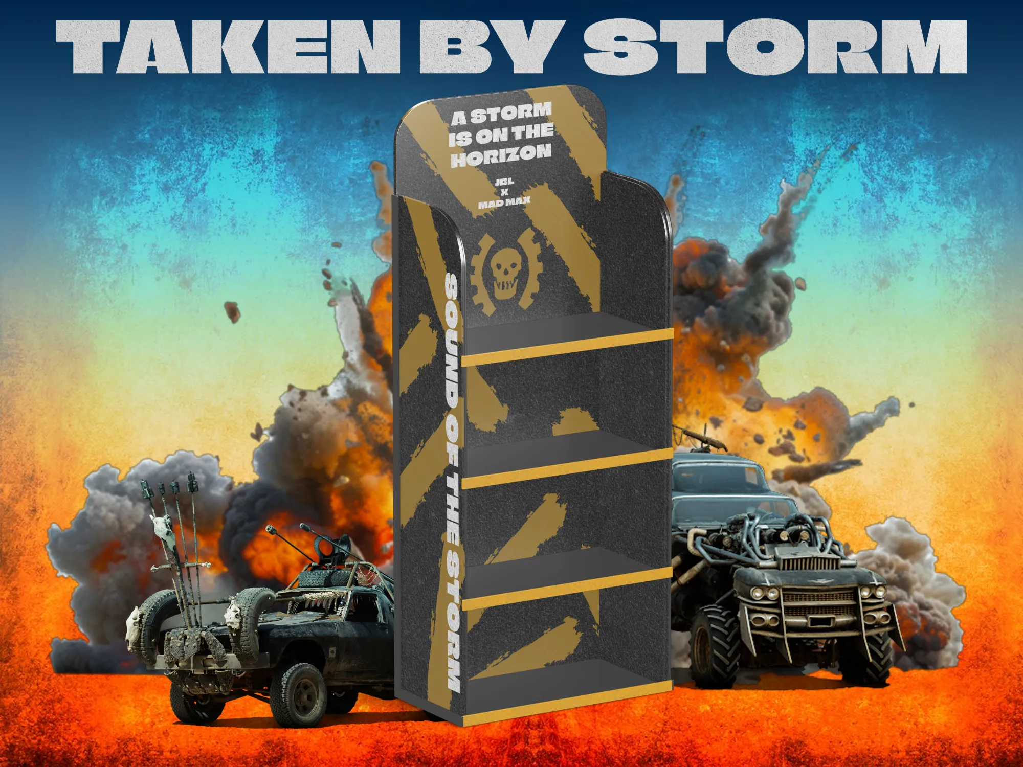 Taken by storm in-store display