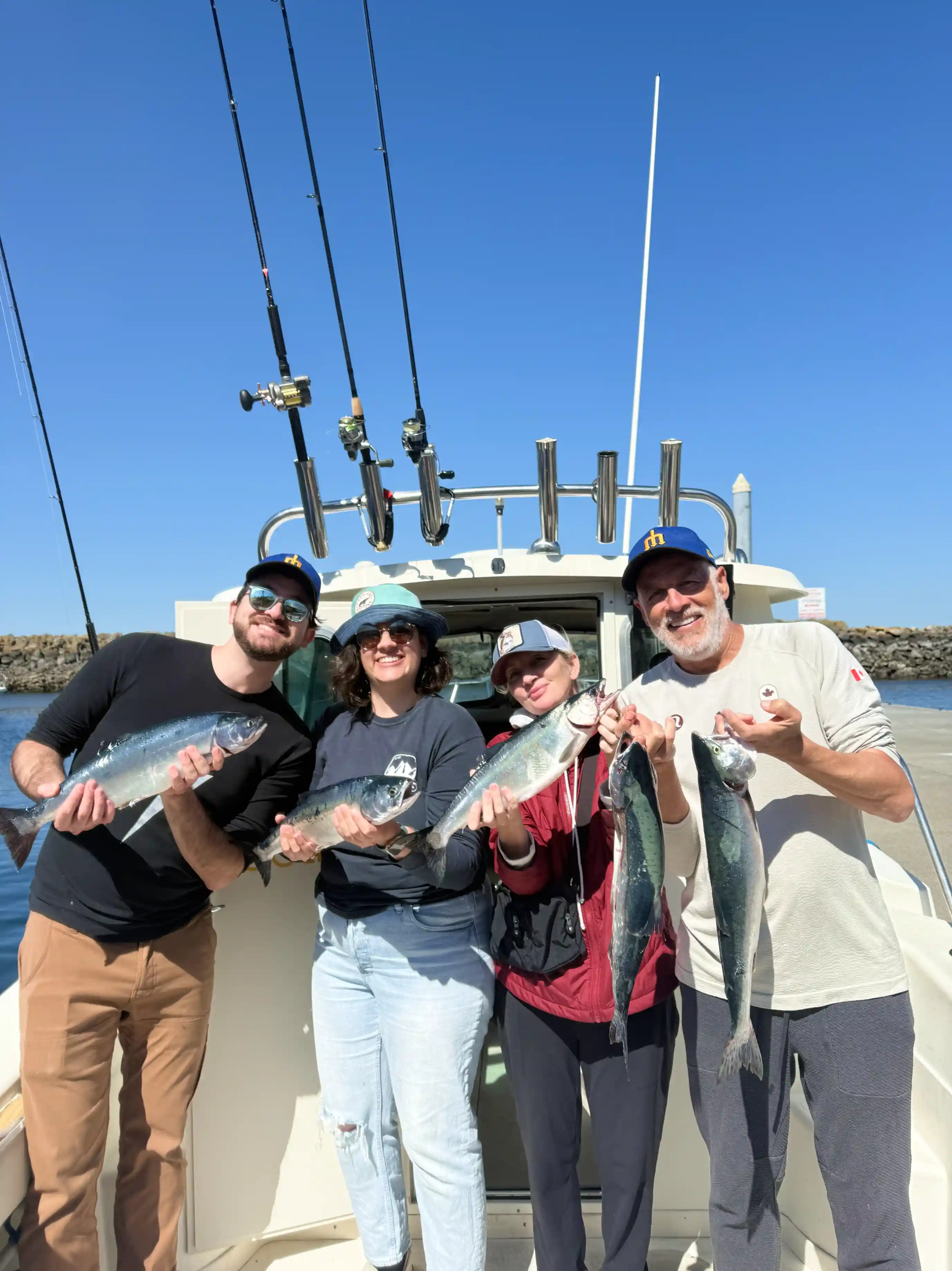 Family showing their catch