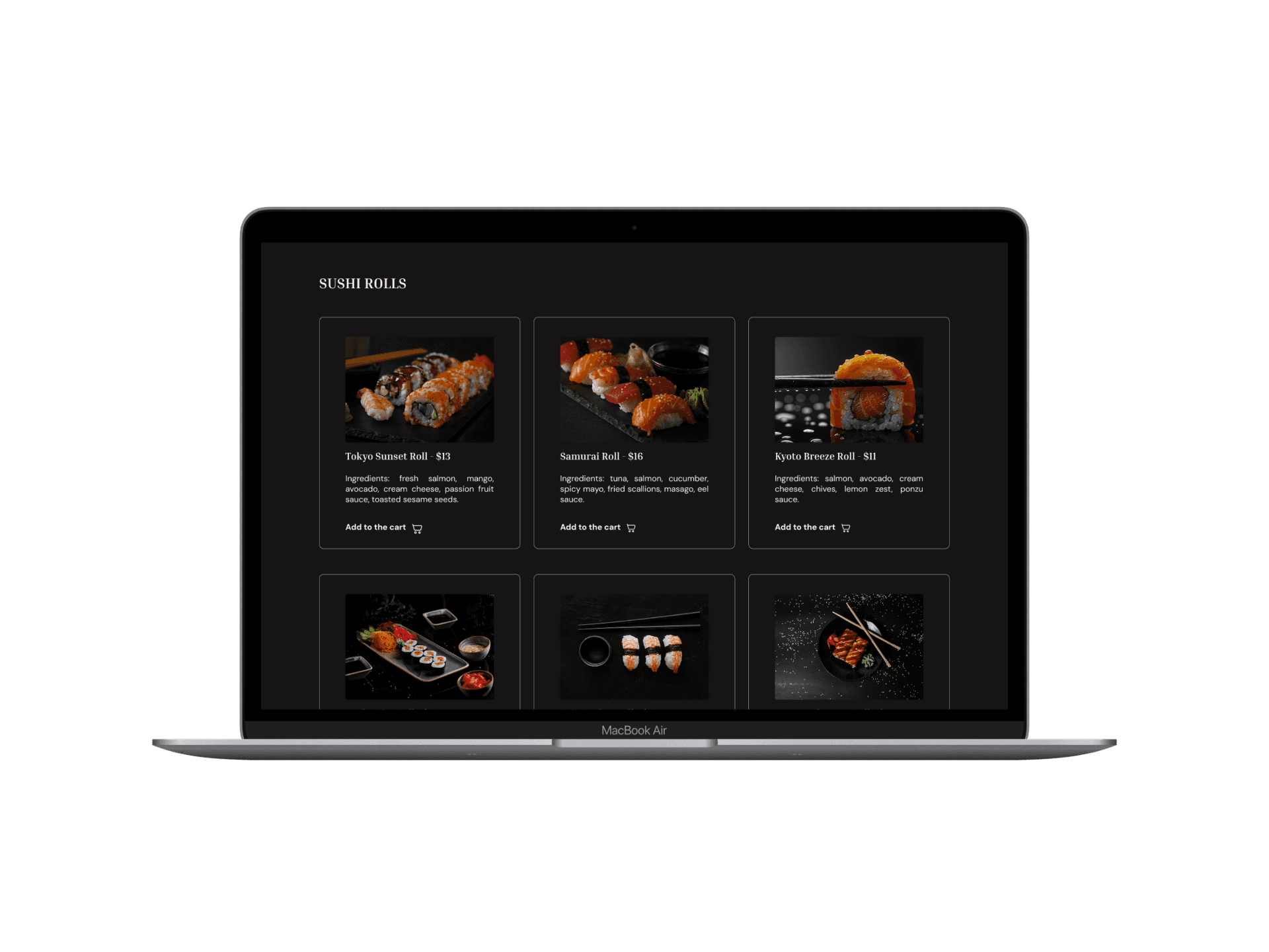 Sakana Menu Website Mockup