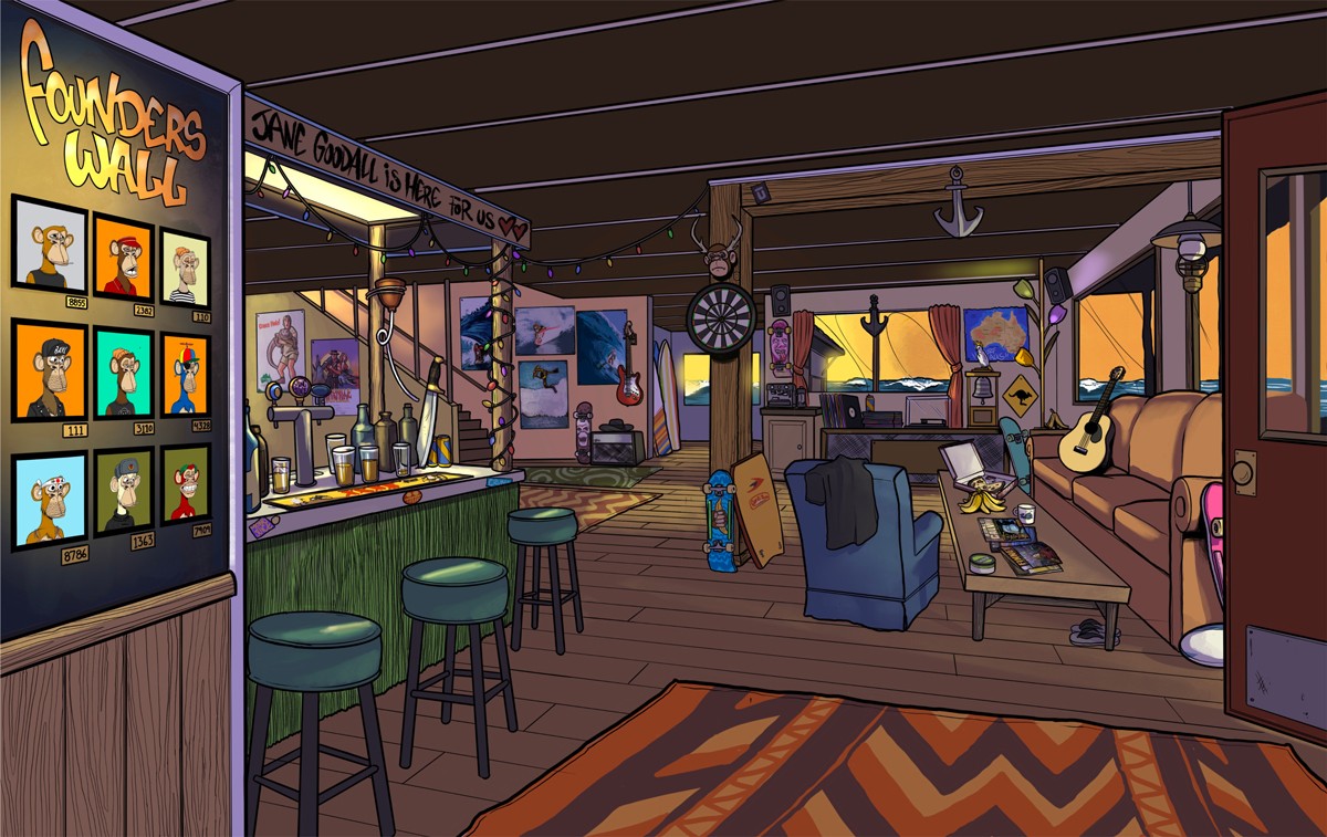 Illustration of the interior of the surf club for AASC