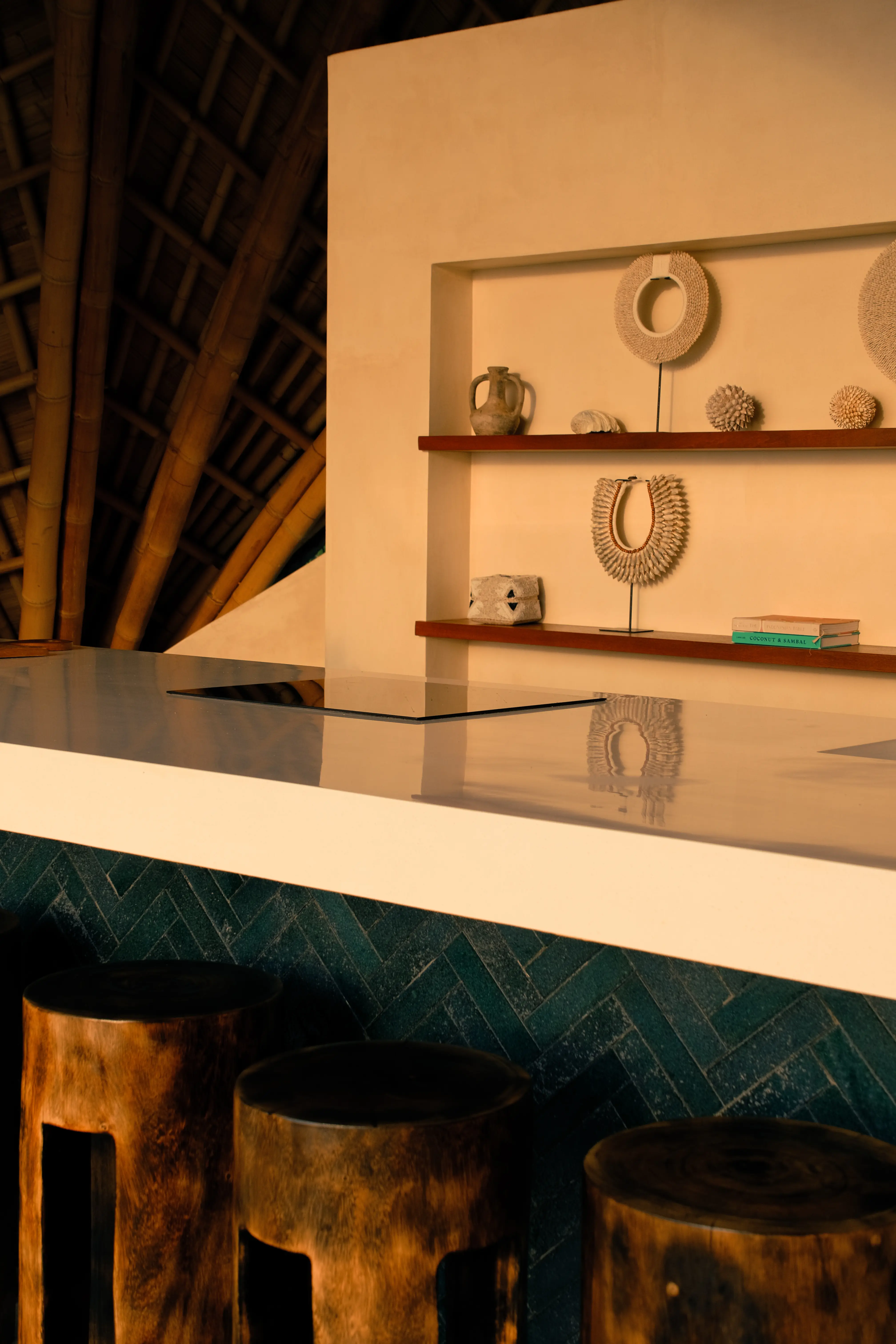 bar and kitchen at sunset